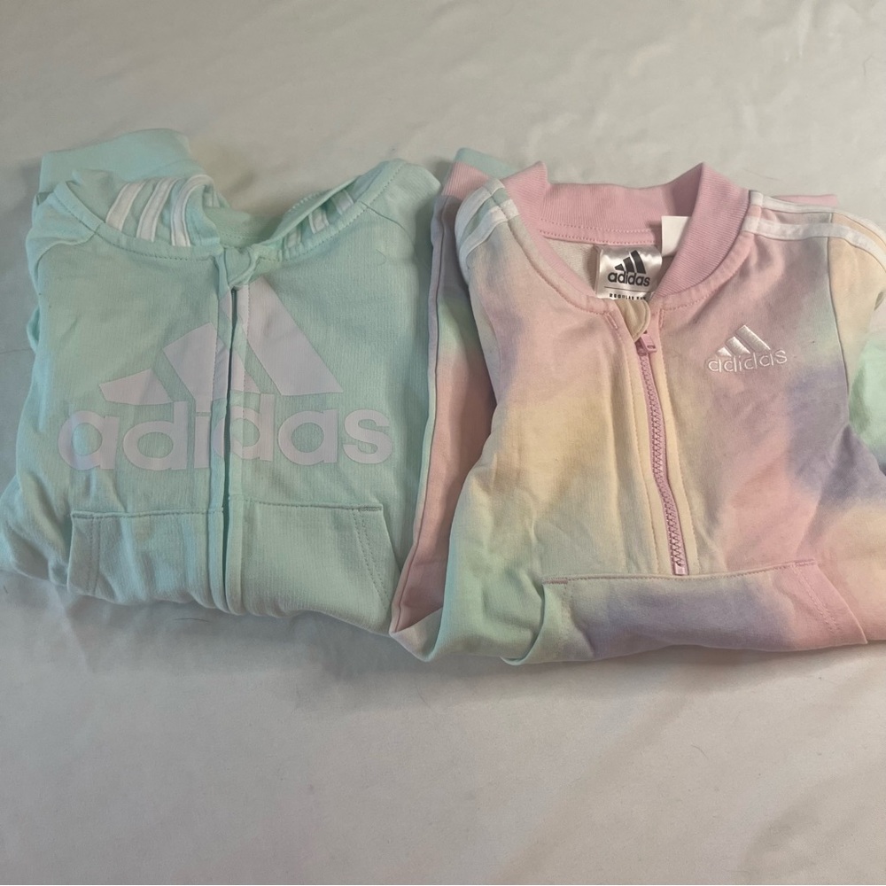 Adidas Kids Mint and Pastel Rainbow Hoodies